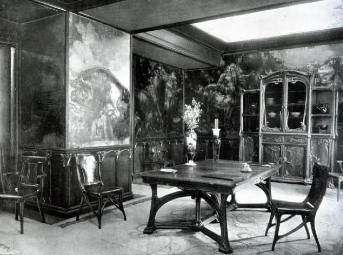 sufragerie in salonul Bing la Expozitia Universala de la Paris 1900 tobaccopipeartstory.blogspot.com