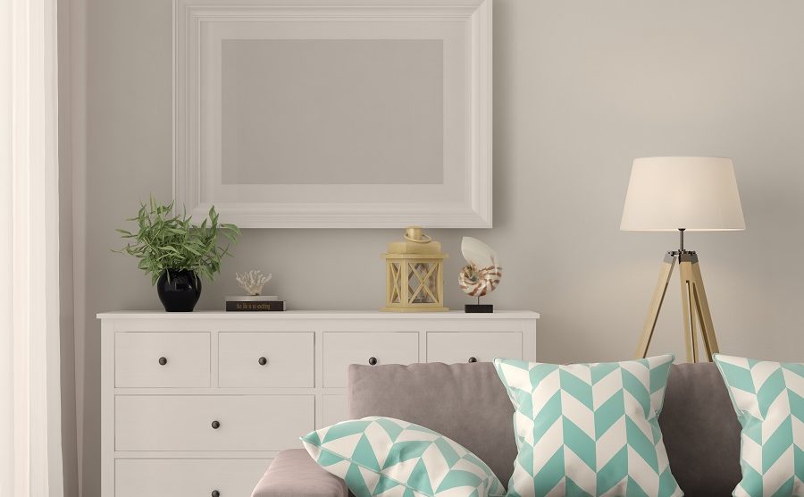 framed mirror personalizes the space