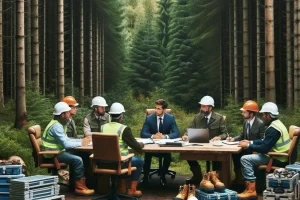 Leśnicy przy stole z rządem