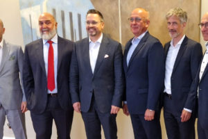 von links: Mustafa Sabri Erol Sabri (AIMSAD, Türkei), Enrico Aureli (ACIMALL, Italien), Frederik Meyer (VDMA, Deutschland), Tomas Nieciag (DROMA, Polen), Antoine Vernez (HBT, Schweiz) und Matthias Kraus (Wirtschaftsprüfer)